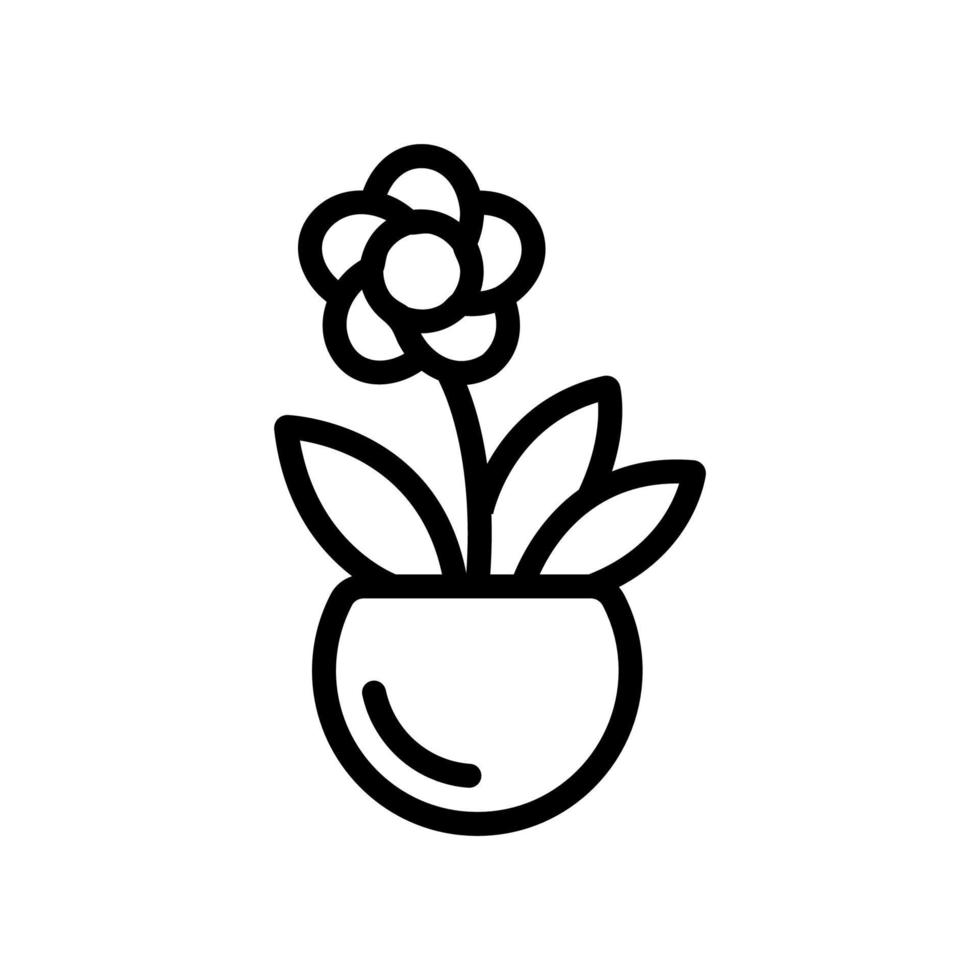 ilustração de contorno de vetor de ícone de flor em vaso