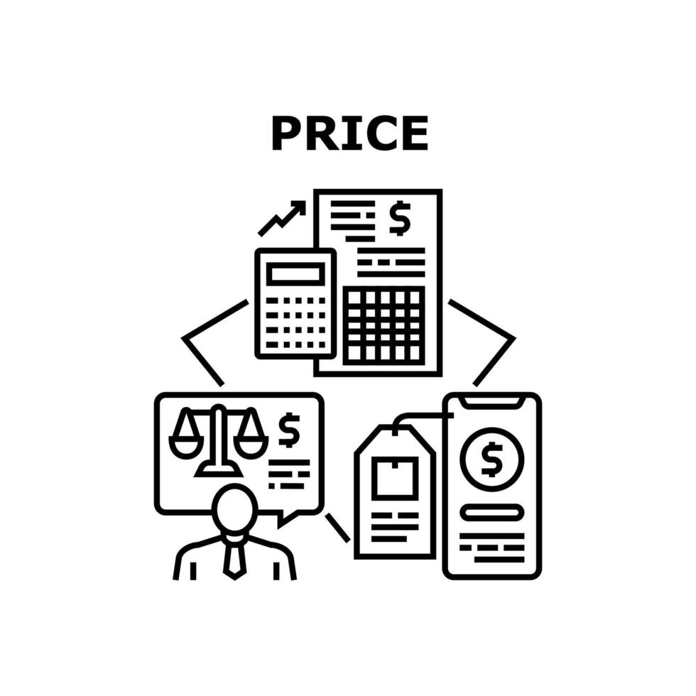 preço ilustração de conceito de vetor de mercadorias pretas