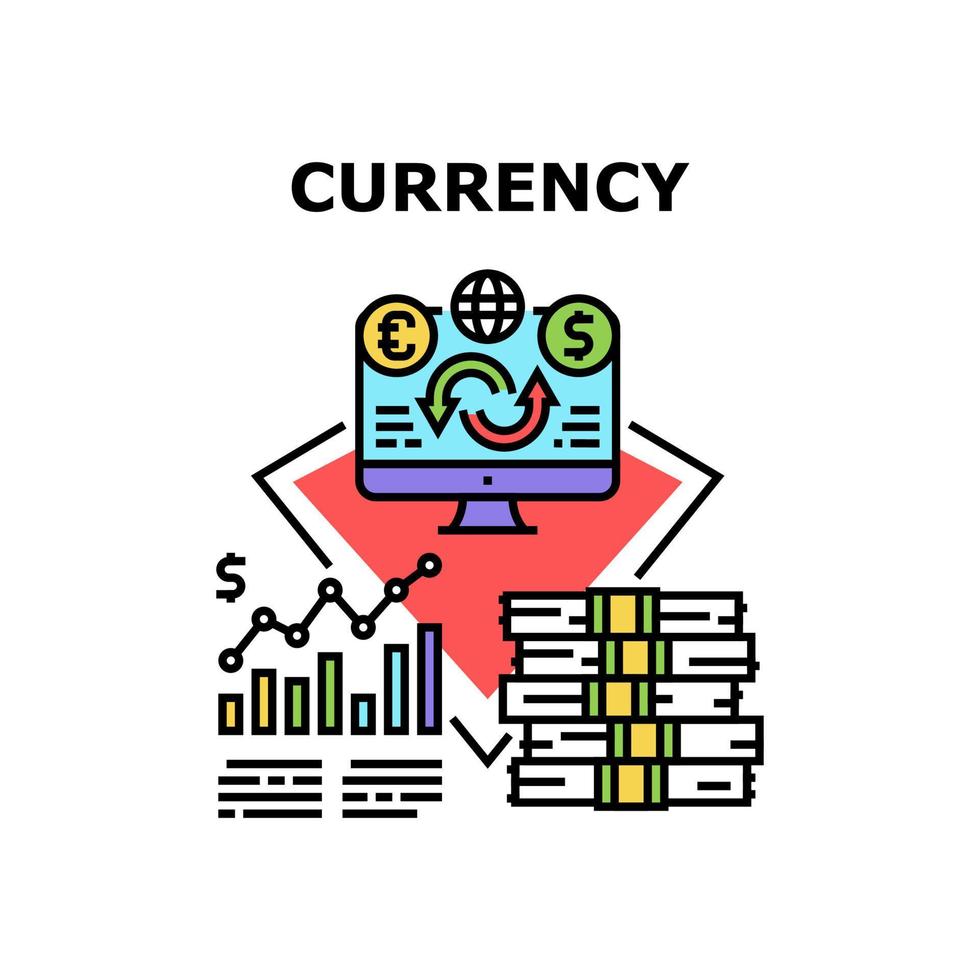 ilustração de cor de conceito de vetor de dinheiro de moeda