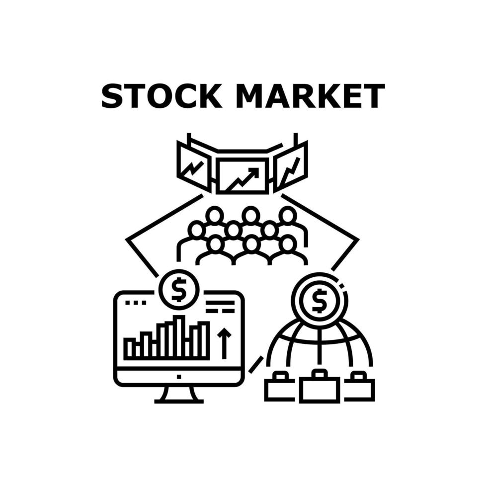 ilustração em preto do conceito de vetor do mercado de ações