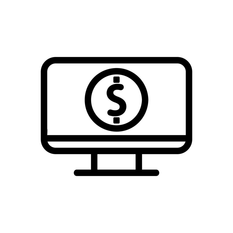 monitor e vetor de ícone de dólar. ilustração de símbolo de contorno isolado