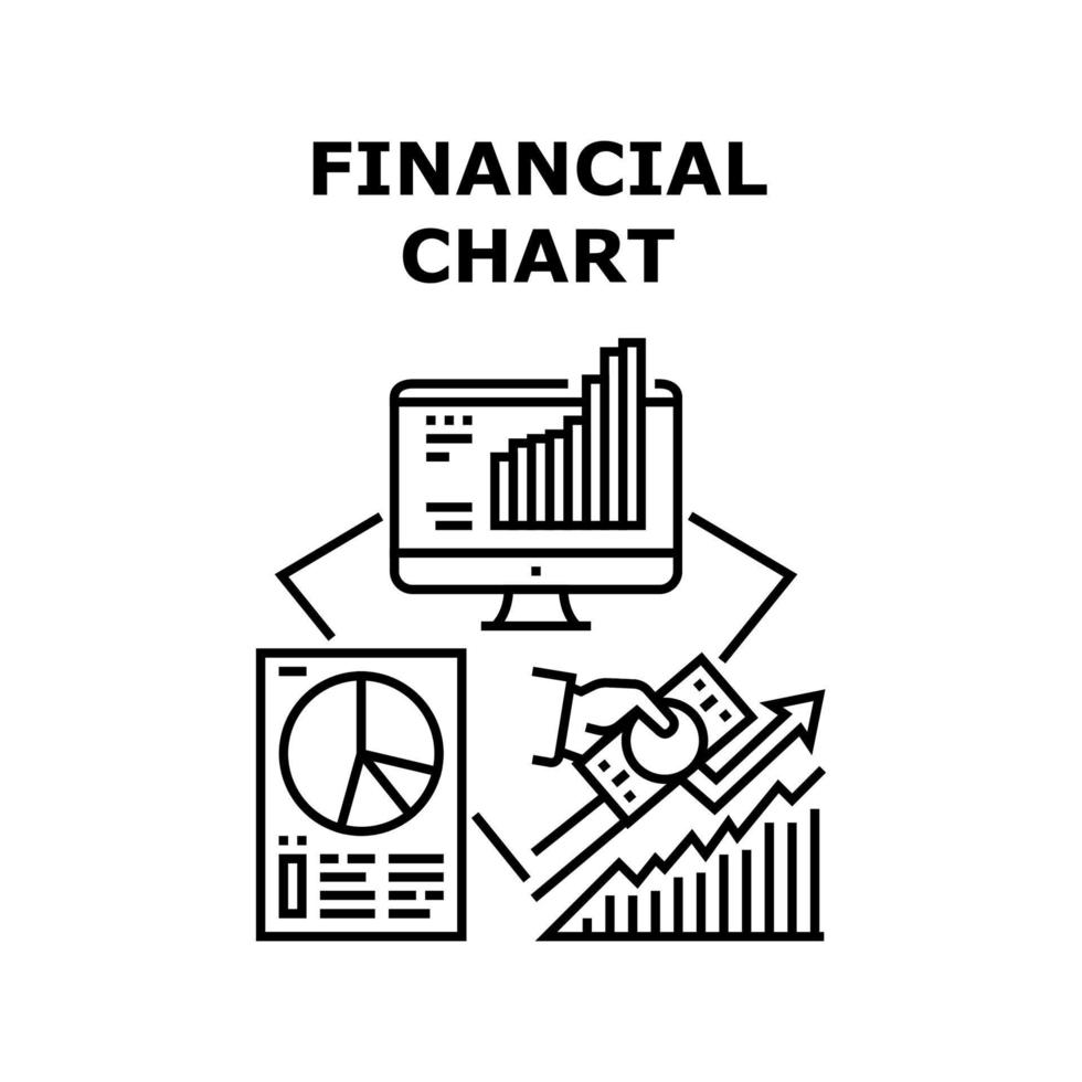 ilustração de conceito de vetor gráfico financeiro preto