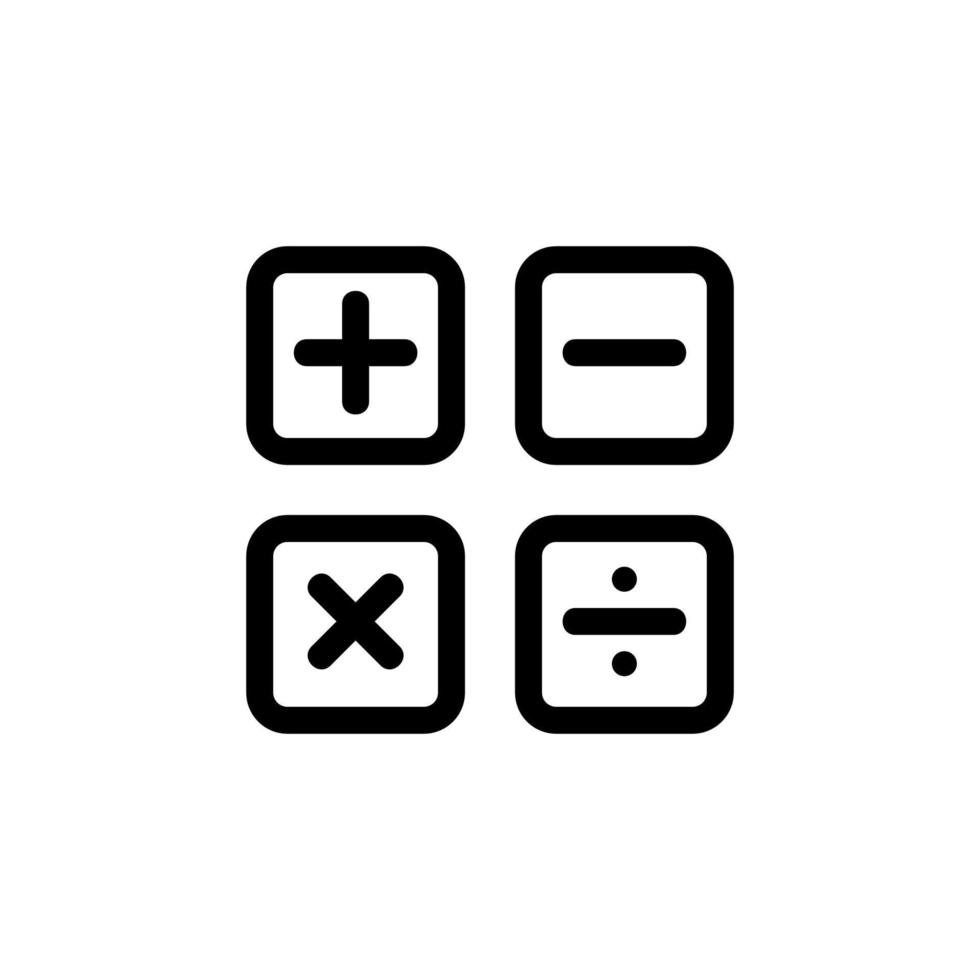 vetor de ícone de calculadora. ilustração de símbolo de contorno isolado
