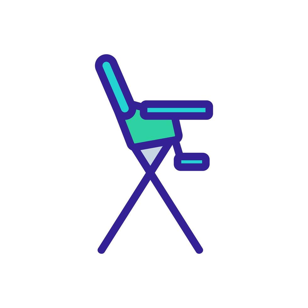 cadeira de segurança para alimentação com mesa e com ilustração de contorno de vetor de ícone de vista lateral de estribo