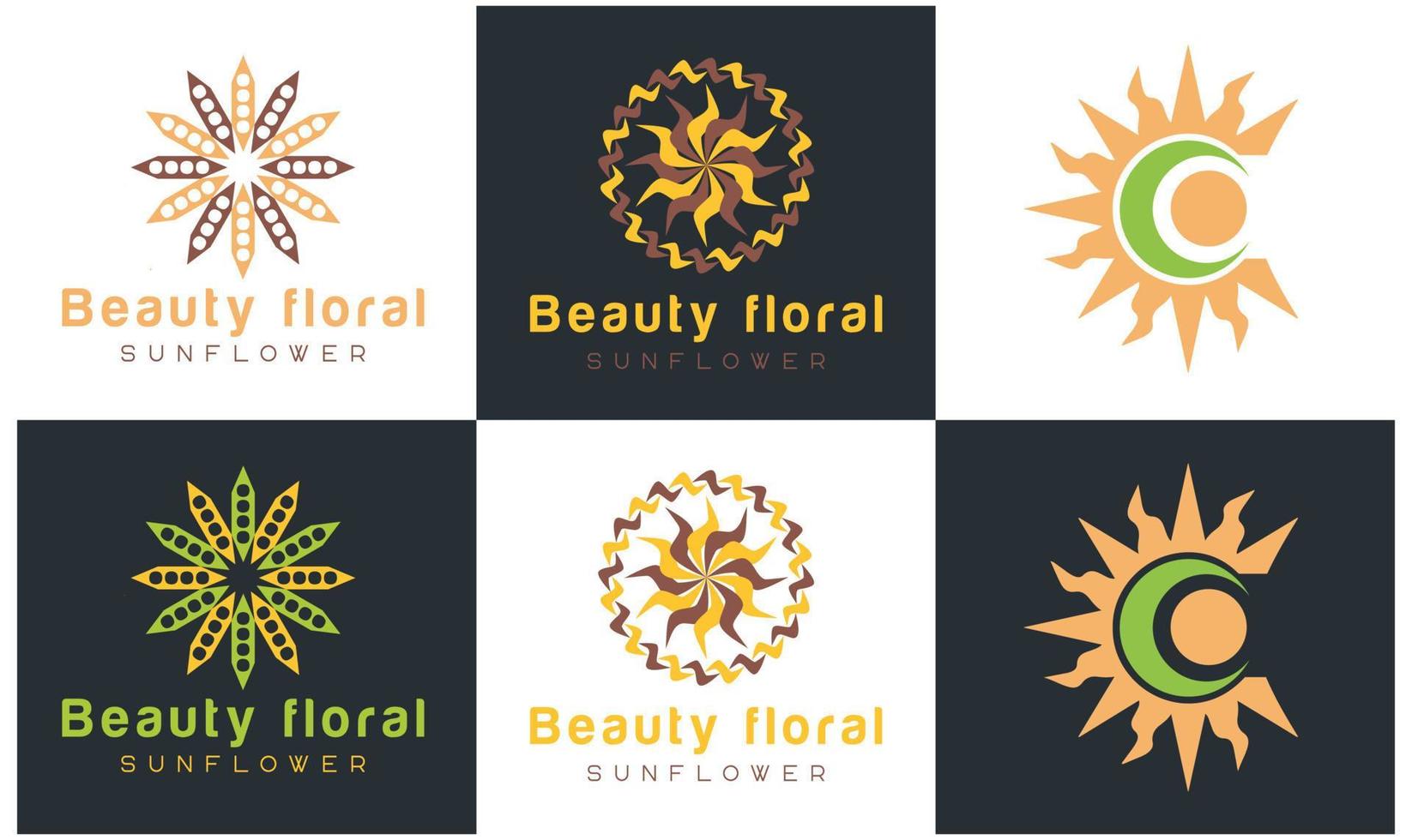 logotipo de girassol, modelo de vetor de design de logotipo de negócios de raios solares