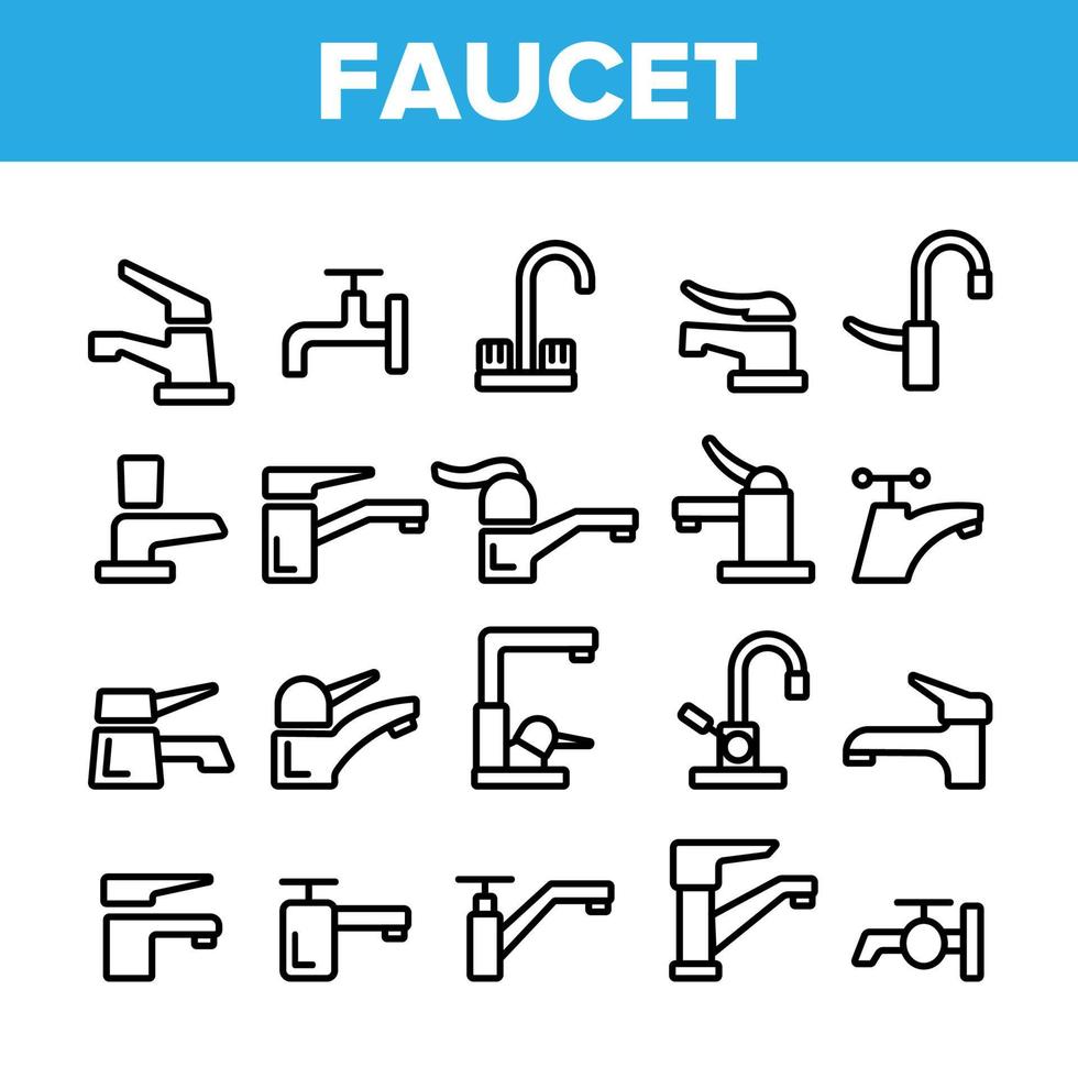 coleção conjunto de ícones de sinal de torneira diferente vetor