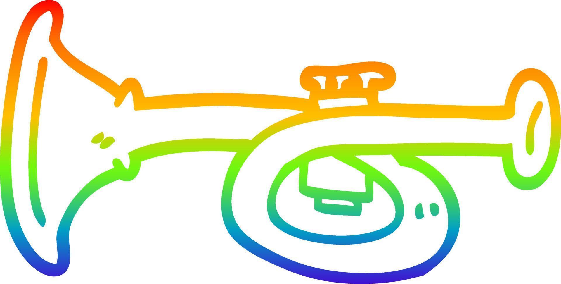 desenho de linha de gradiente de arco-íris trompete de metal de desenho animado vetor