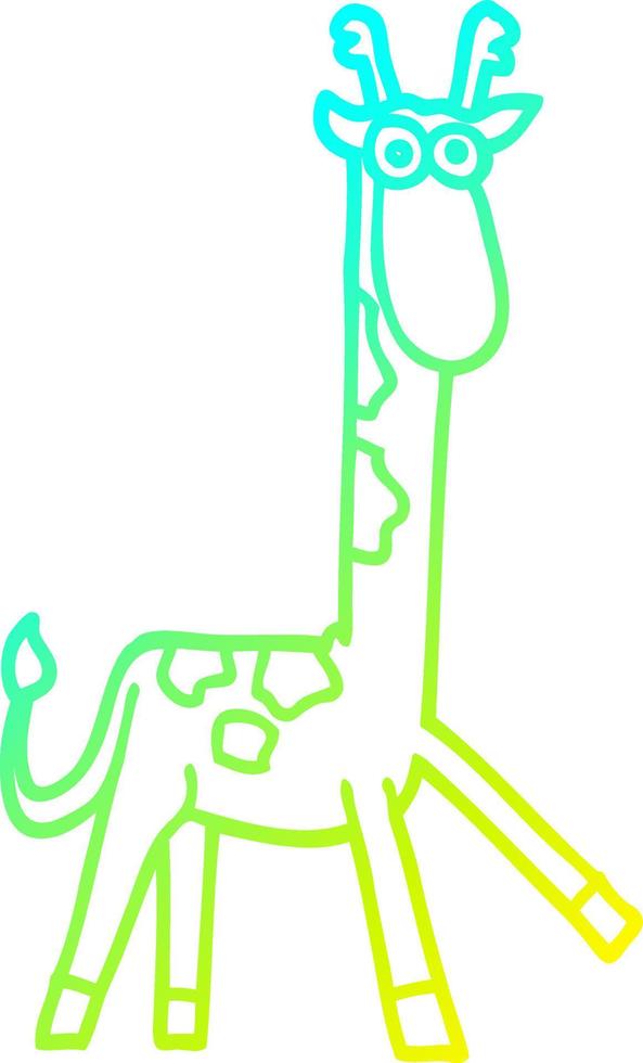 desenho de linha de gradiente frio desenho animado girafa engraçada vetor