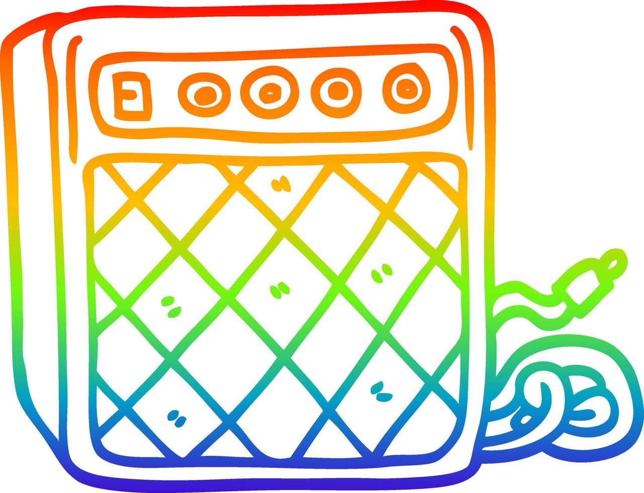 desenho de linha de gradiente de arco-íris sistema de alto-falante retrô dos desenhos animados vetor
