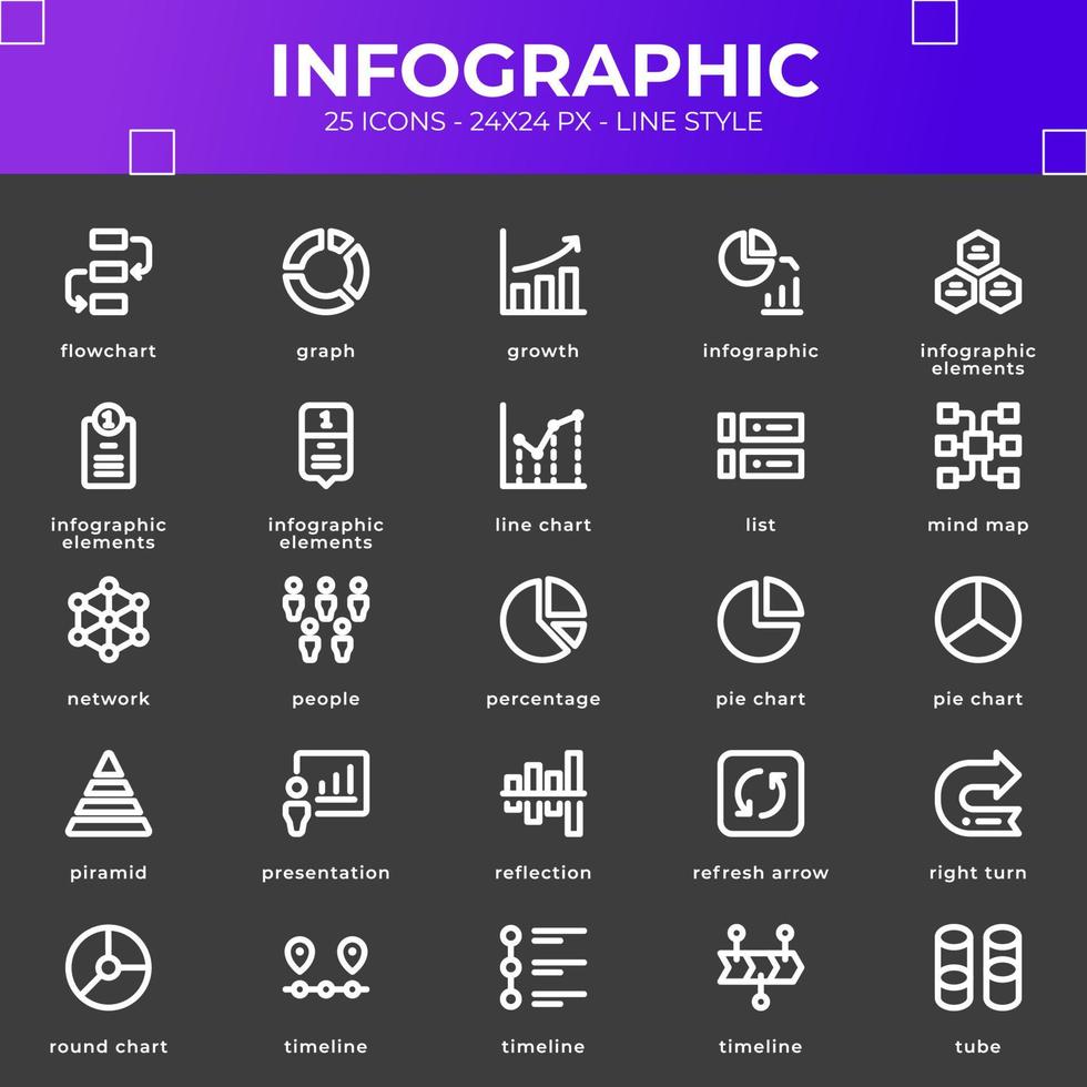 pacote de ícones infográfico com cor preta vetor