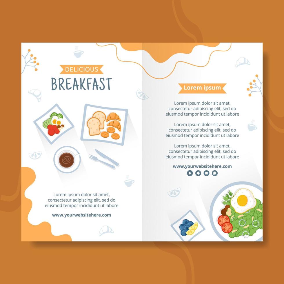 modelo de folheto de café da manhã ilustração em vetor plano de fundo dos desenhos animados