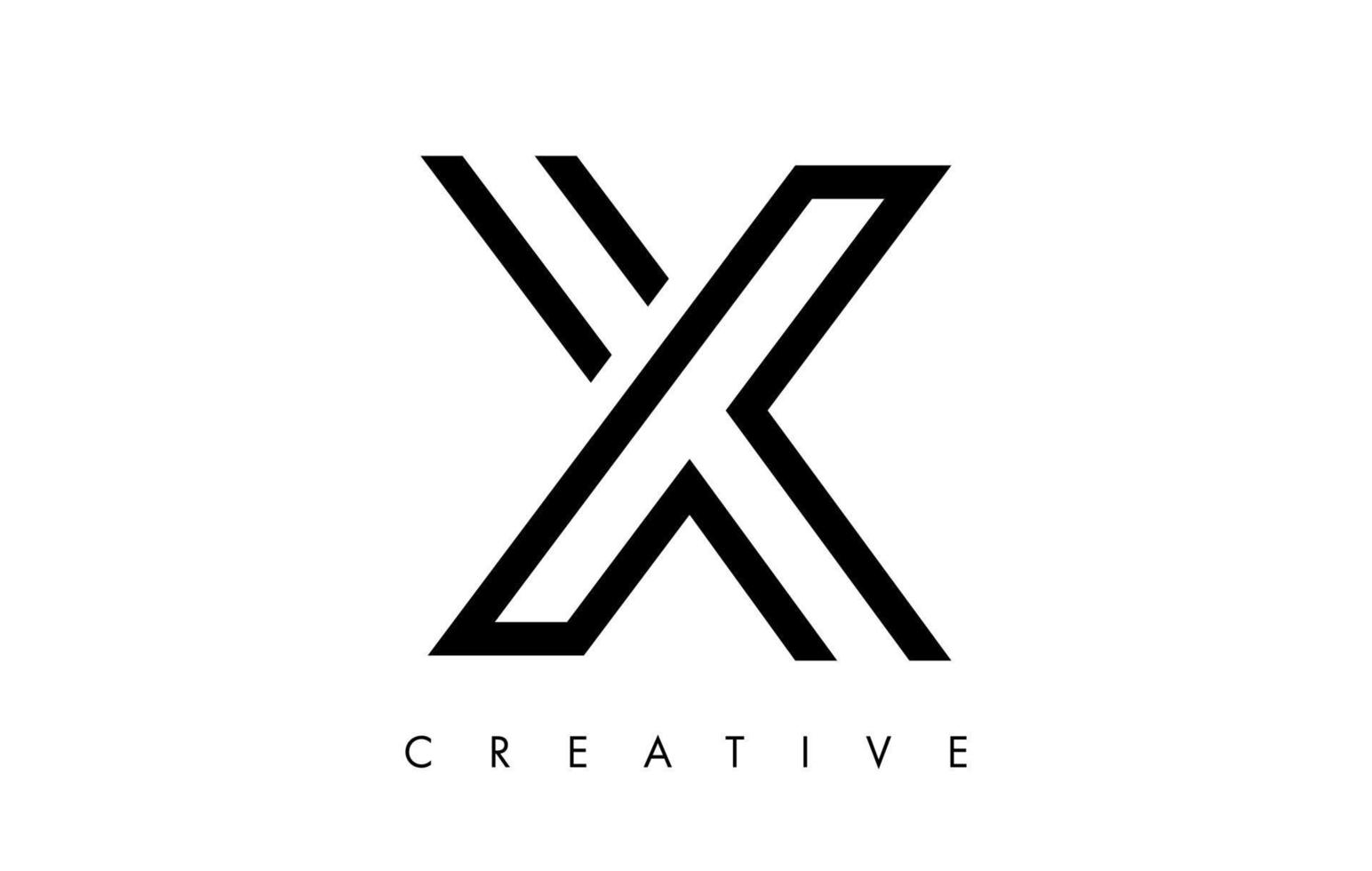x monograma do logotipo da letra com linhas preto e brancas e vetor de design minimalista