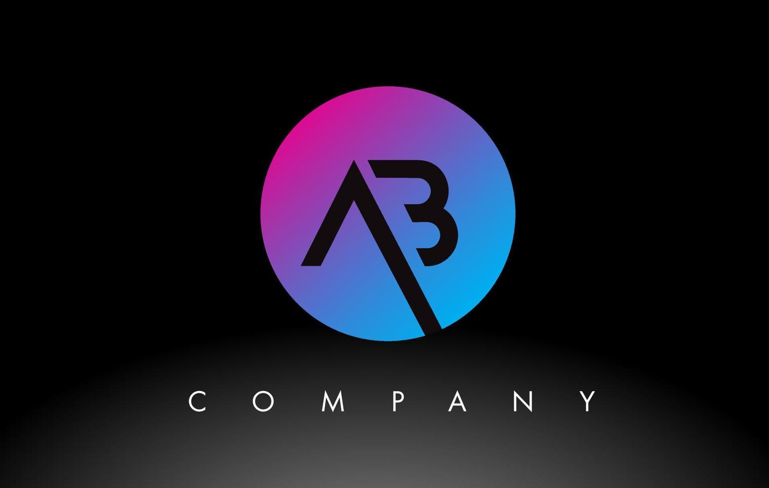 ícone de design de logotipo de letra ab com cores azuis neon roxas e design circular vetor