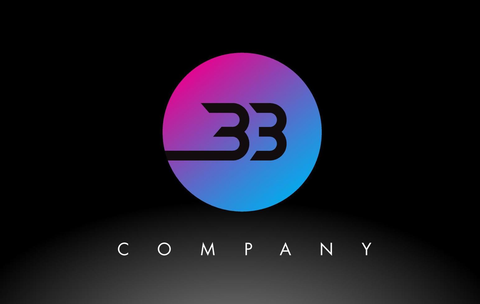 ícone de design de logotipo de letra bb com cores azuis neon roxas e design circular vetor