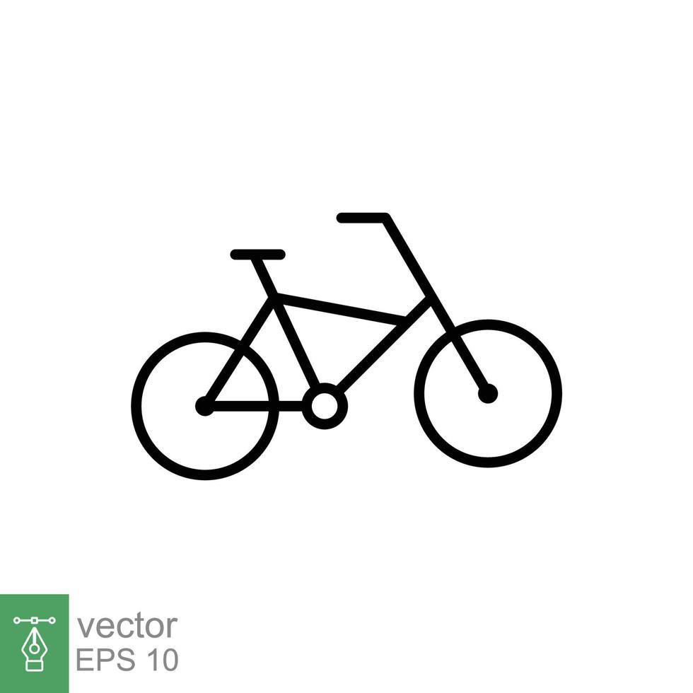 ícone de bicicleta. estilo de contorno simples. bicicleta, corrida, conceito de transporte. ilustração em vetor linha fina isolada no fundo branco. eps 10.