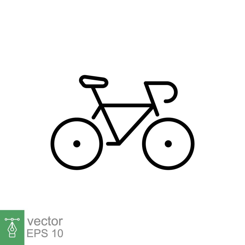 ícone de bicicleta. estilo de contorno simples. bicicleta, corrida, conceito de transporte. ilustração em vetor linha fina isolada no fundo branco. eps 10.