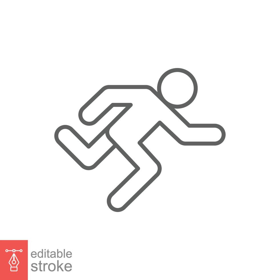 ícone de corredor. estilo de contorno simples. homem corre rápido, corrida, sprint, conceito de esporte. ilustração em vetor linha fina isolada no fundo branco. curso editável eps 10.