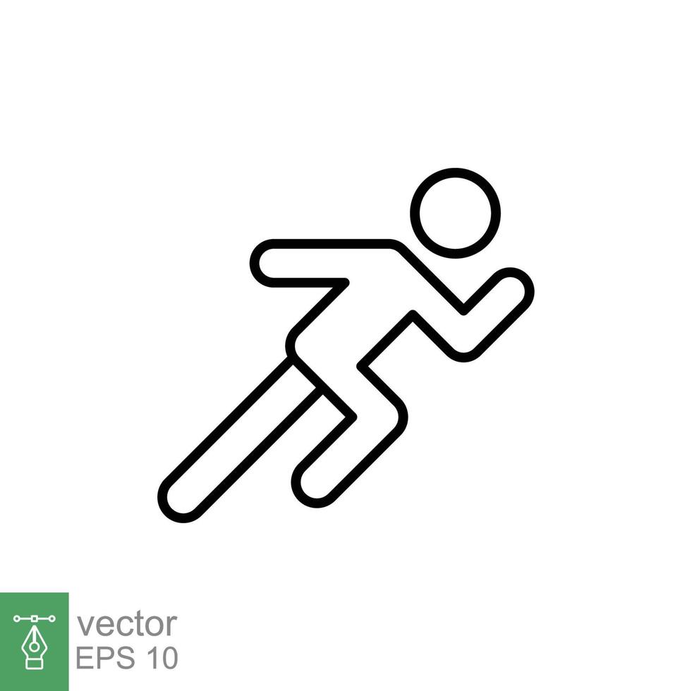 ícone de corredor. estilo de contorno simples. homem corre rápido, corrida, sprint, conceito de esporte. ilustração em vetor linha fina isolada no fundo branco. eps 10.