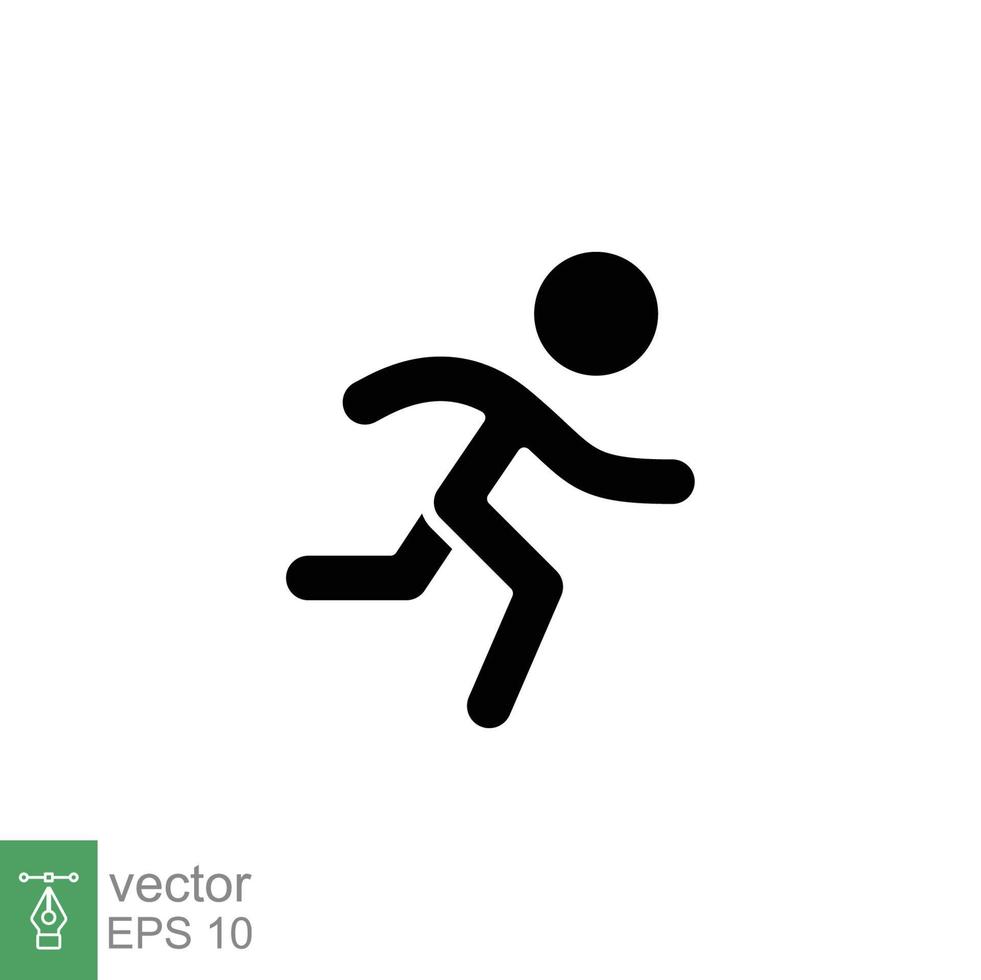 ícone de corredor. estilo sólido simples. homem corre rápido, corrida, sprint, conceito de esporte. ilustração vetorial de glifo isolada no fundo branco. eps 10. vetor