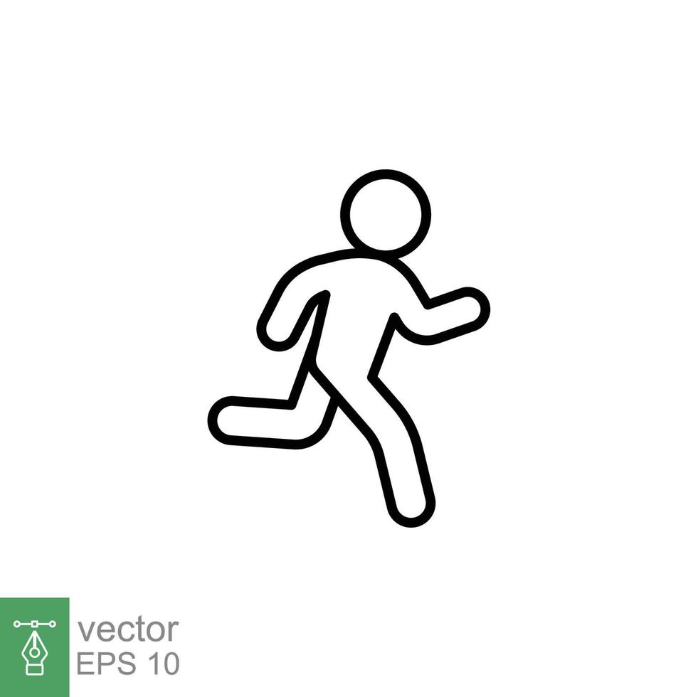 ícone de corredor. estilo de contorno simples. homem corre rápido, corrida, sprint, conceito de esporte. ilustração em vetor linha fina isolada no fundo branco. eps 10.