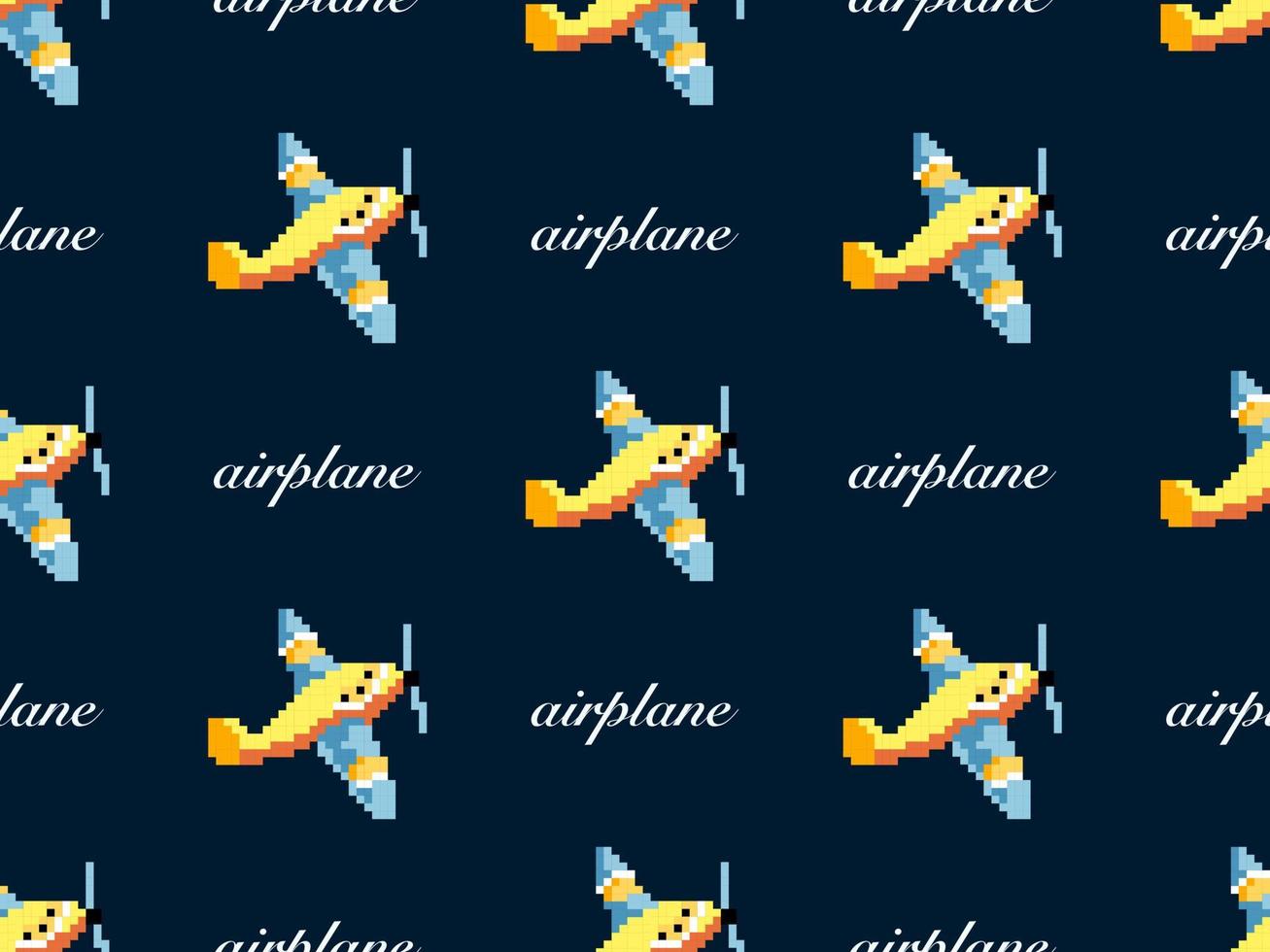 padrão sem emenda de personagem de desenho animado de avião sobre fundo azul. estilo de pixel vetor