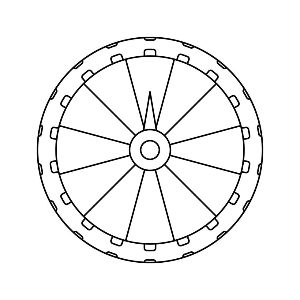 página para colorir com roda da fortuna para crianças vetor