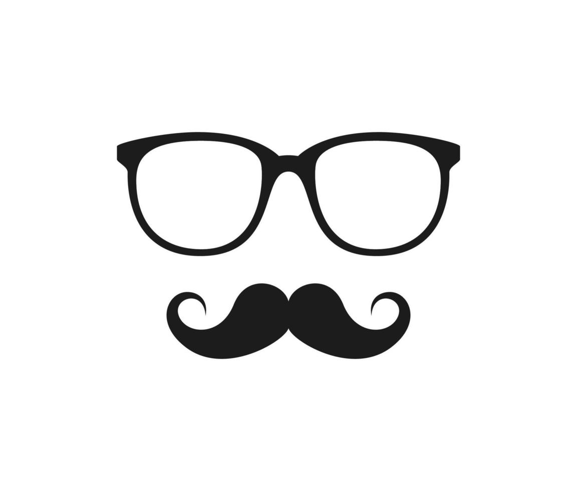 bigode e óculos isolados no fundo branco vetor