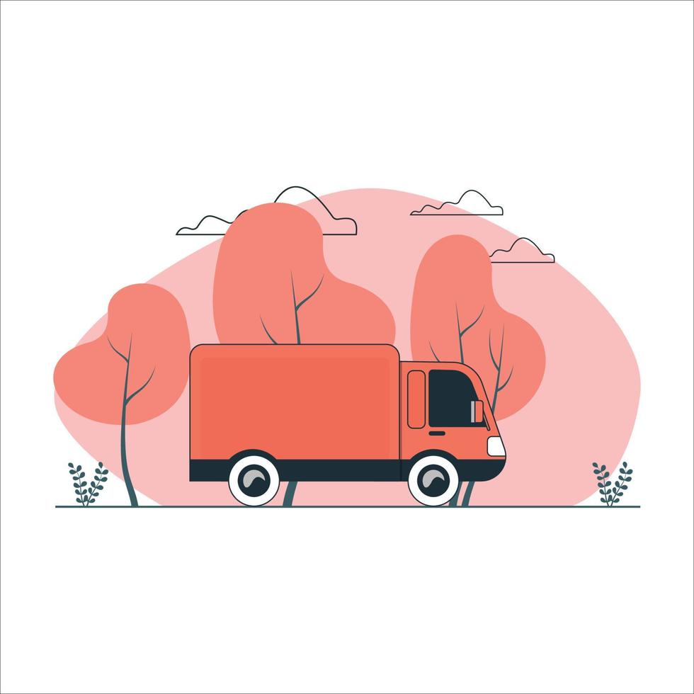 ilustração de caminhão de entrega plana vetor