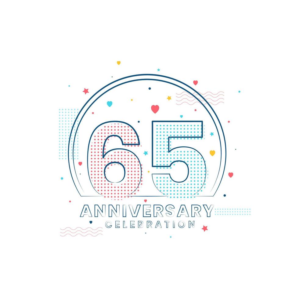 Celebração do aniversário de 65 anos, design moderno de 65 anos vetor