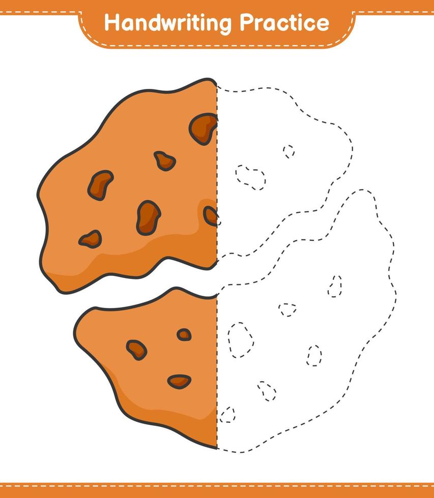 prática de caligrafia. traçando linhas de biscoito. jogo educativo para crianças, planilha para impressão, ilustração vetorial vetor