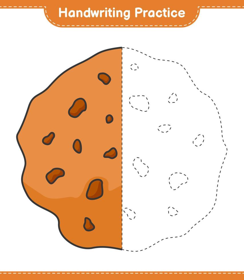 prática de caligrafia. traçando linhas de biscoito. jogo educativo para crianças, planilha para impressão, ilustração vetorial vetor