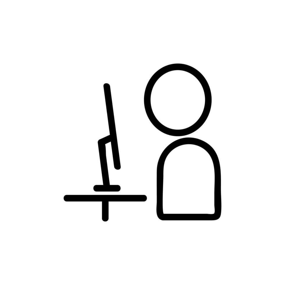 vetor de ícone de pc homem. ilustração de símbolo de contorno isolado