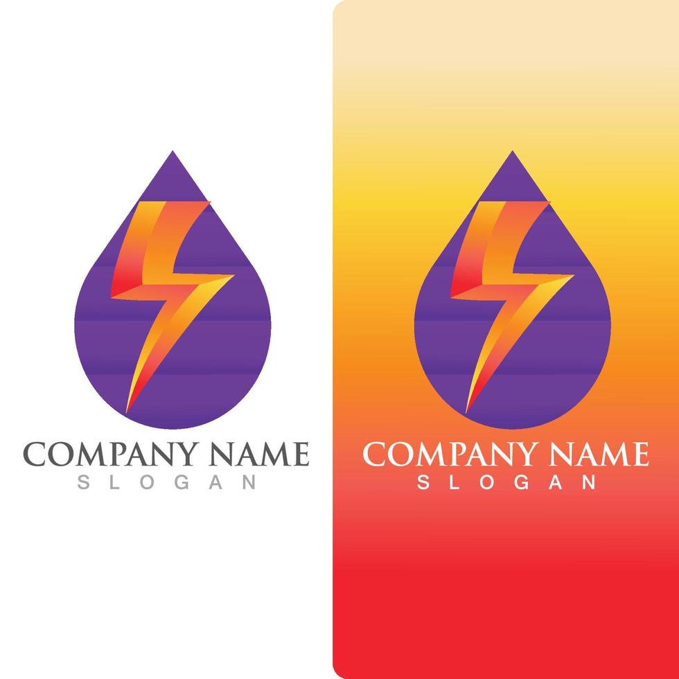 logotipo de energia flash de raio e vetor de símbolo