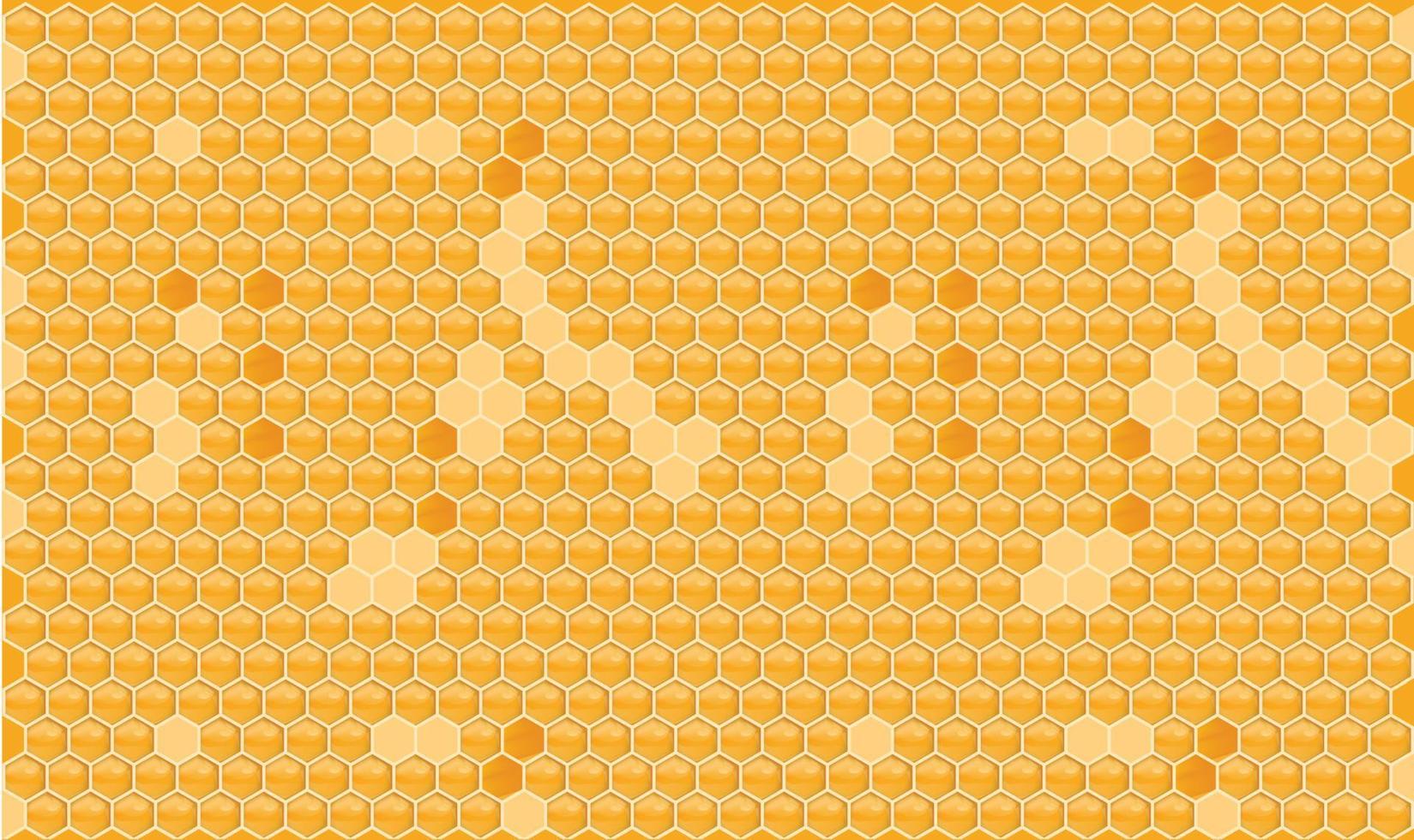fundo de favo de mel laranja amarelo. colmeia com células de grade hexagonal. textura geométrica perfeita. ilustração vetorial 3d realista. vetor
