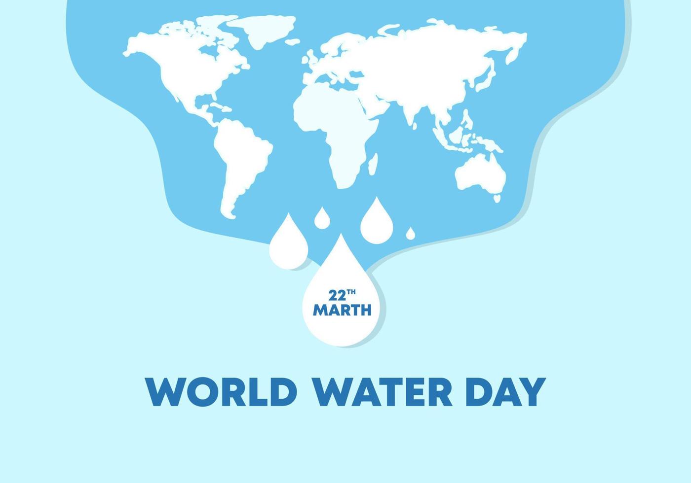 fundo de banner de cartaz do dia mundial da água com mapa do mundo e gota de água vetor
