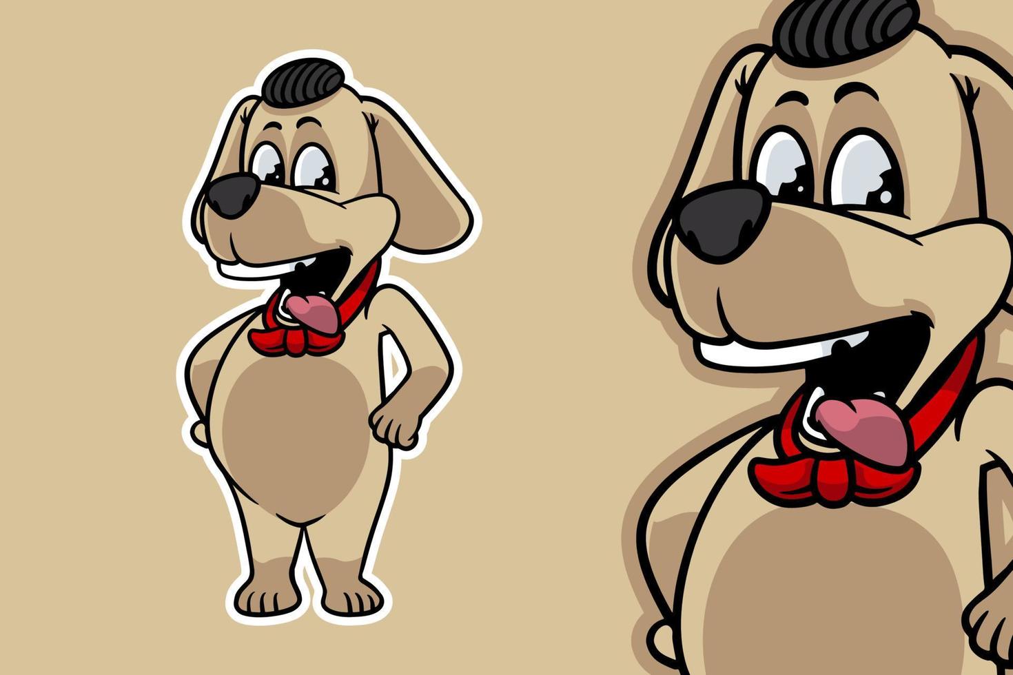 estilo de desenho animado de ilustração vetorial de mascote de cachorro em pé vetor