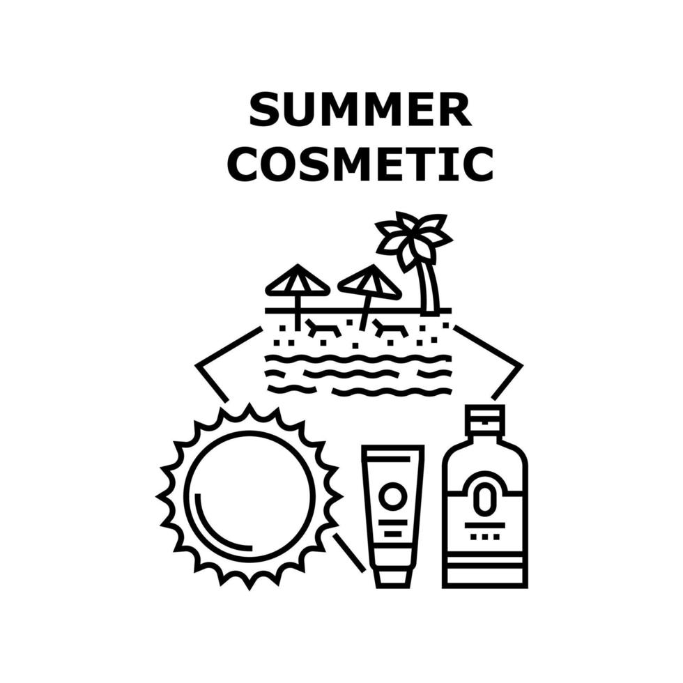 ilustração de conceito de vetor cosmético de verão preto