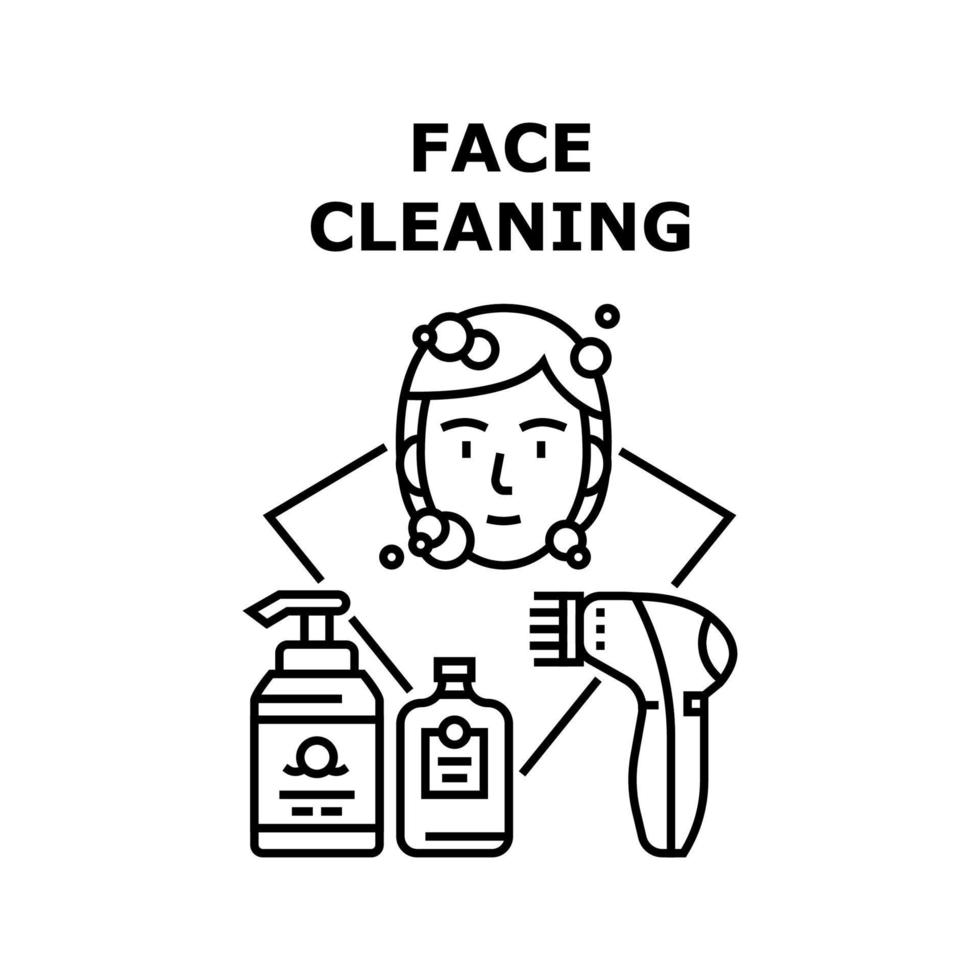 ilustração de conceito de vetor de limpeza de rosto preto