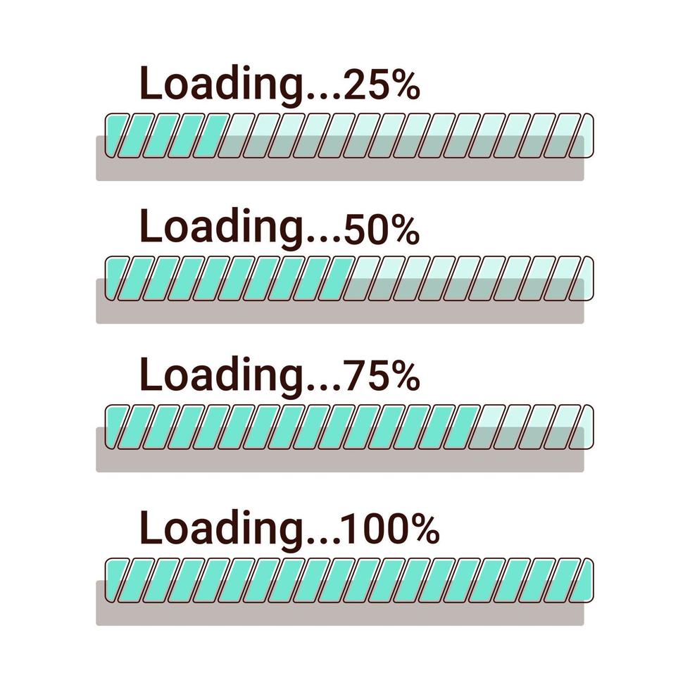 carregando ícones de progresso da barra isolados. modelo. vetor
