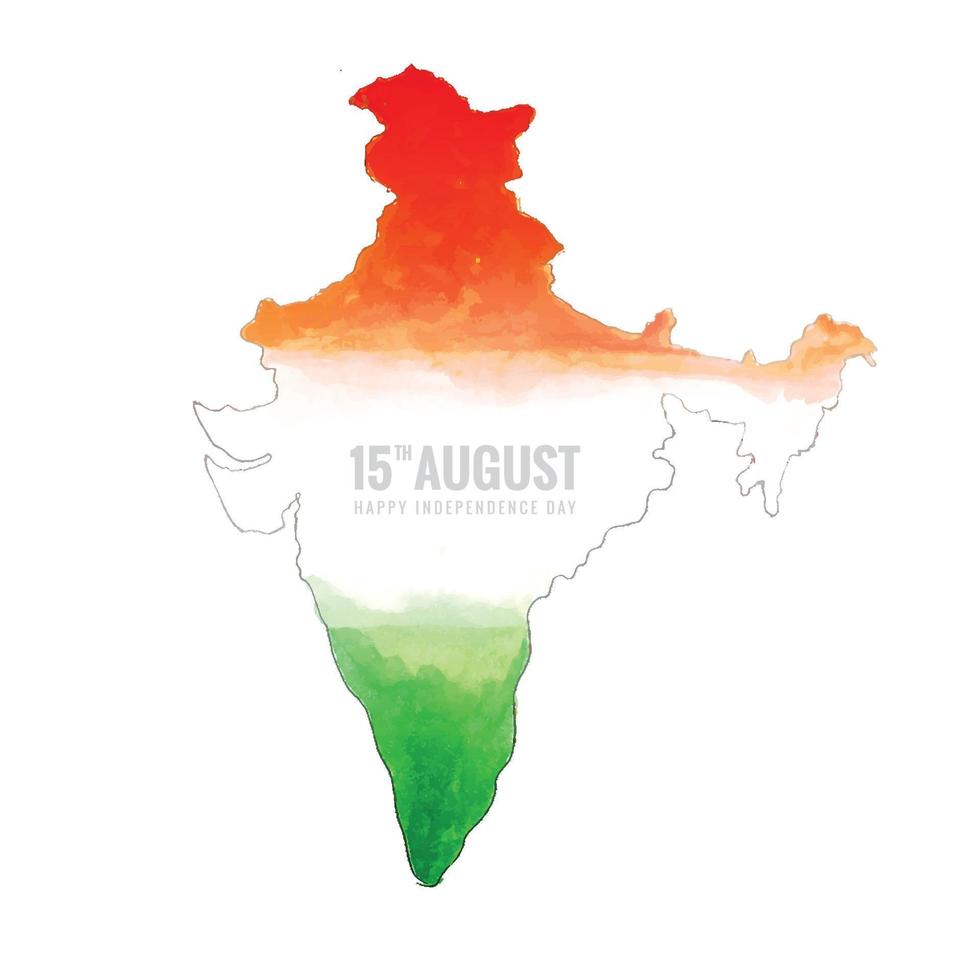 mapa do país indiano com fundo de cartão de dia da independência vetor