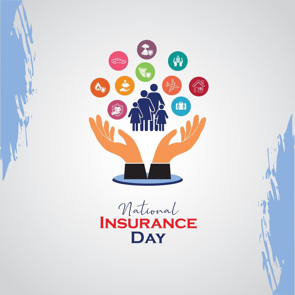 dia nacional do seguro. conceito de feriado de dia de conscientização de seguro. modelo para plano de fundo, banner, cartão, pôster. ilustração vetorial vetor