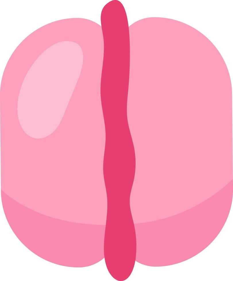 macaron rosa com objeto de vetor de cor creme semi plana. sobremesa elegante. item de tamanho completo em branco. ilustração de estilo de desenho animado simples de confeitaria para web design gráfico e animação