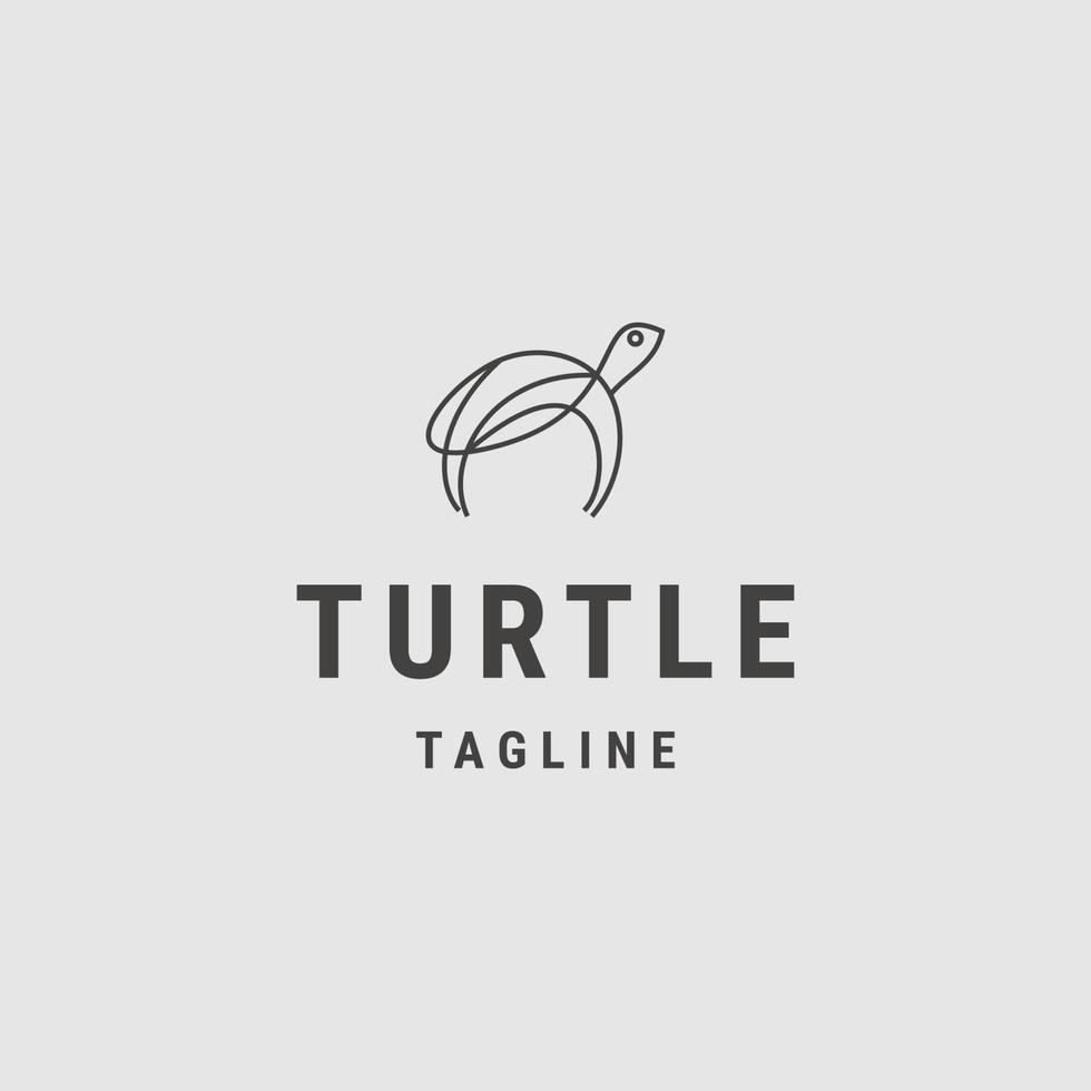 modelo de design de ícone de logotipo de arte de linha tartaruga vetor plano