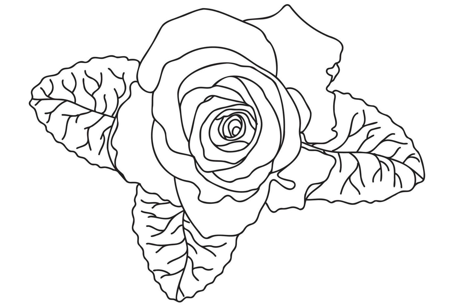 uma única rosa é desenhada com um contorno preto, destina-se a tatuagem, impressão, cartões, impressão em tecido, 8 de março, dia dos namorados, etiqueta, logotipo e outras ocasiões. vetor