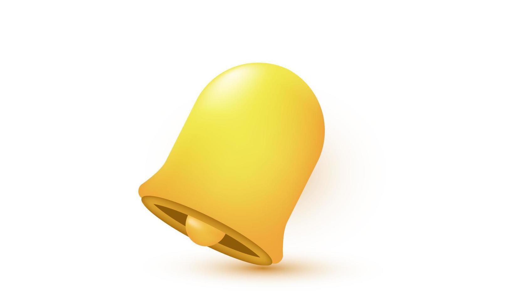 ícone exclusivo de design de sinal de notificação de sino amarelo 3d tocando isolado em vetor