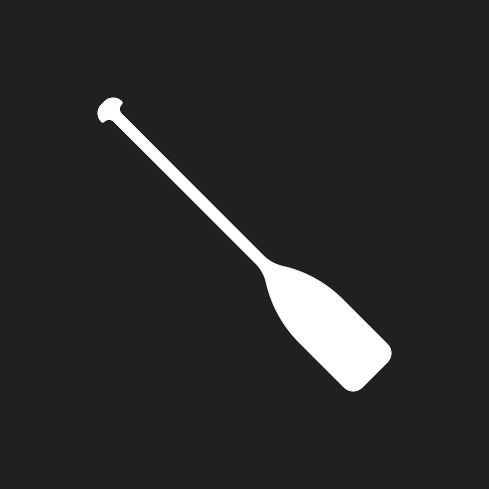 ícone de remo de vetor branco eps10 isolado no fundo preto. símbolo de remo de canoa em um estilo moderno simples e moderno para o design do seu site, logotipo, pictograma, interface do usuário e aplicativo móvel