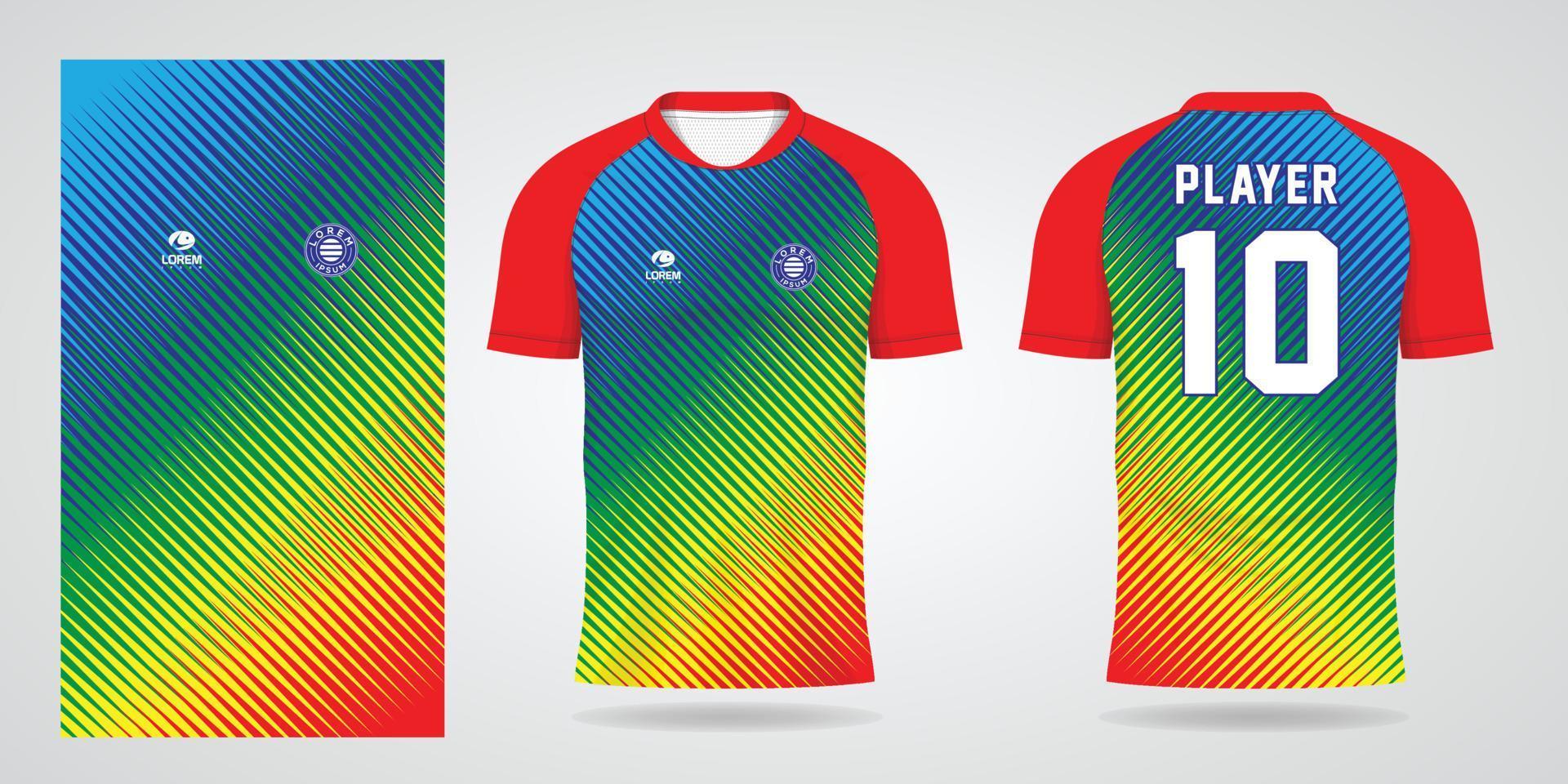 modelo de design de esporte de camisa de futebol colorida vetor