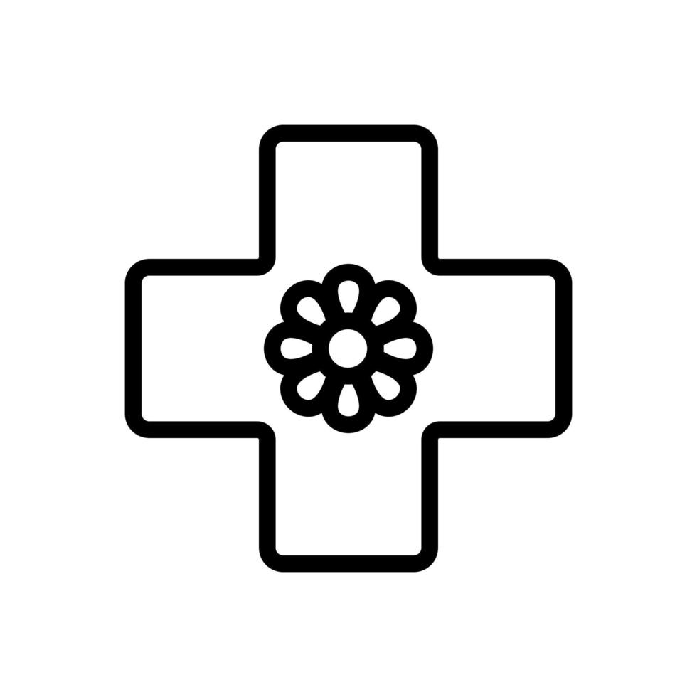 ilustração de contorno de vetor de ícone de cruz de remédio de camomila