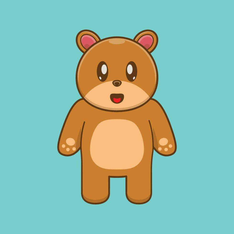 ícone de vetor adorável urso fofo dos desenhos animados. conceito de personagem animal. design premium simples