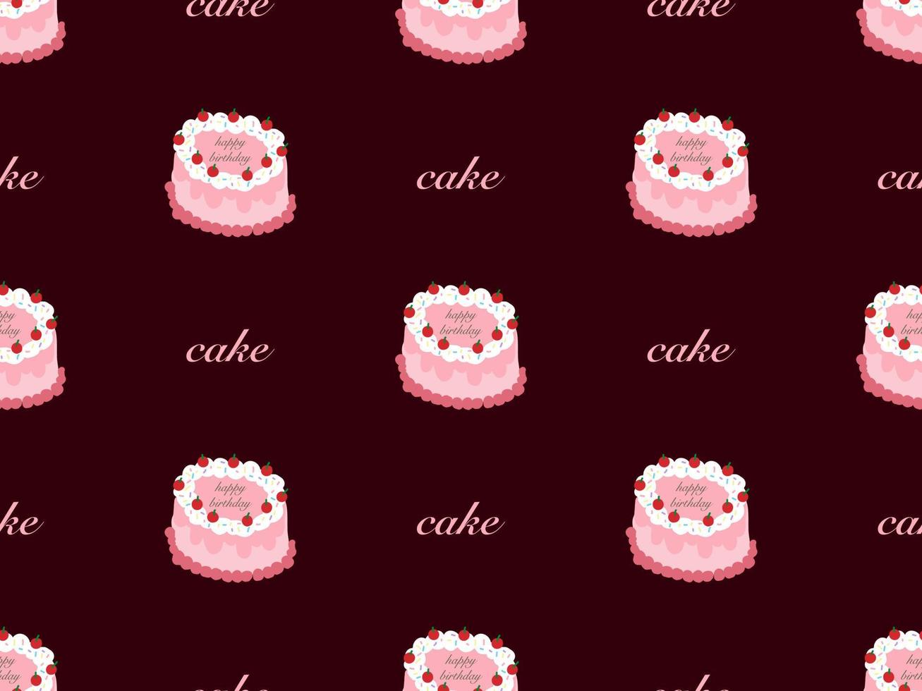 padrão sem emenda de personagem de desenho animado de bolo no fundo rosa. estilo de pixel vetor